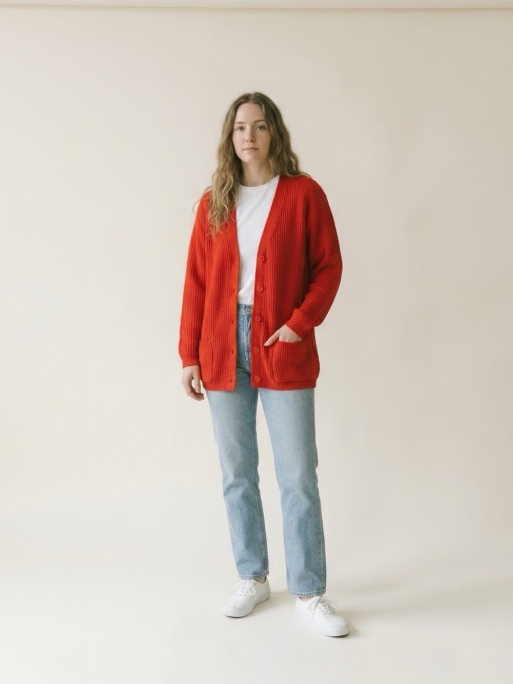 Vintage Impromptu Red Knit Cardigan